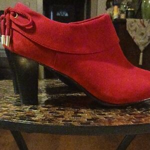 Coach and Four Red Suede Ankle Booties